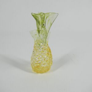 Spun Glass Pineapple Figurine Handmade Vintage 1.75" Tall
